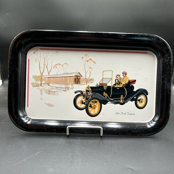 Vintage Other - Vintage Ford Torpedo 1910 Car Design Black Serving Tray